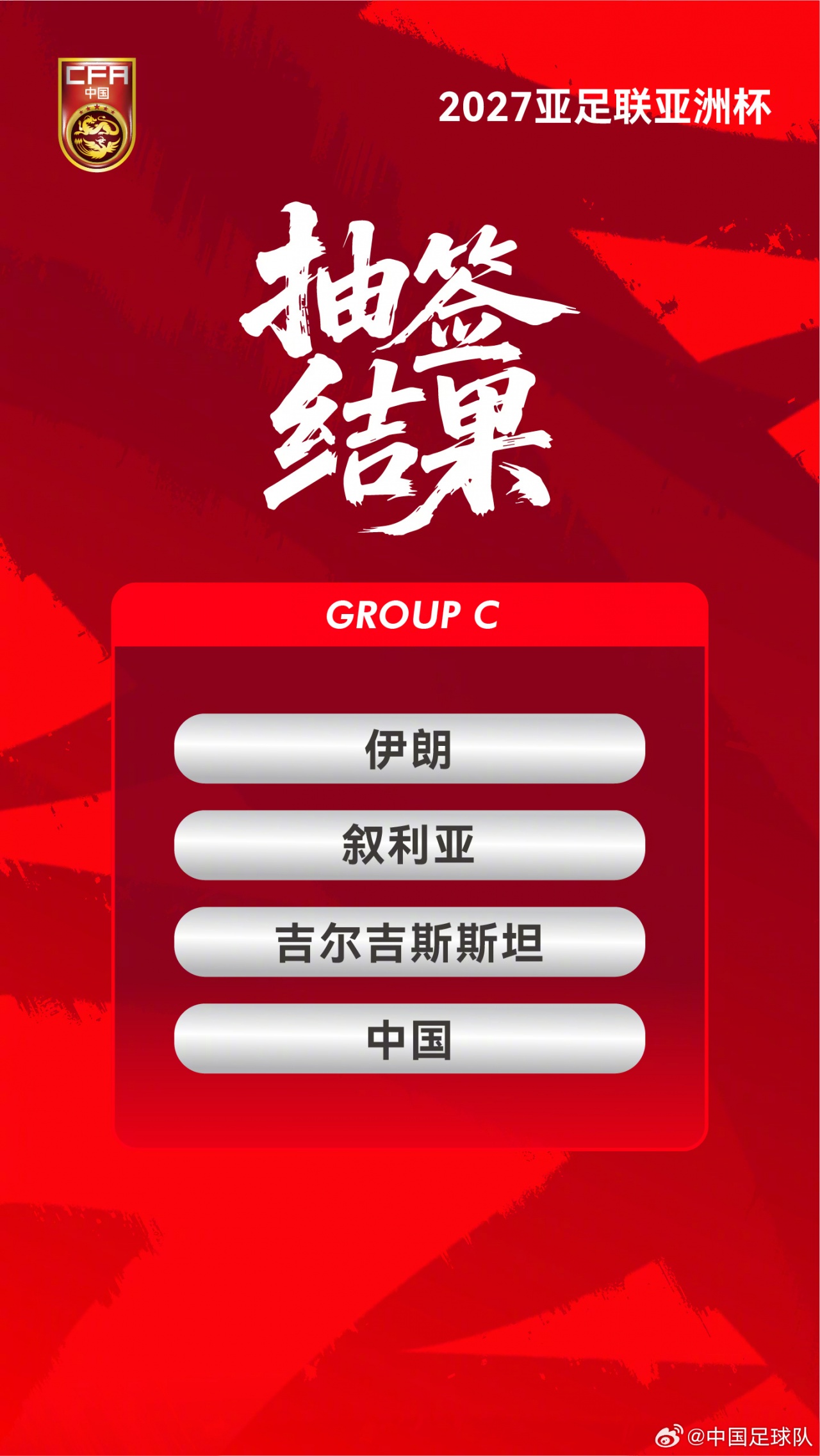 2027亞洲杯抽簽揭曉：國足陷C組死局，首戰(zhàn)伊朗
